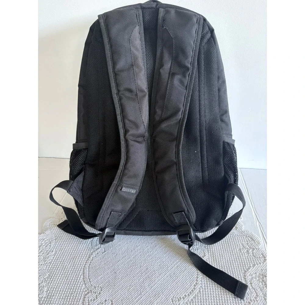 Calvin Klein Black Ballistic Nylon Laptop Backpack Reflective Logo utility bag